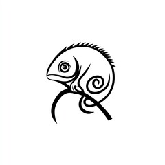 Obraz premium Elegant Chameleon Line Art A Minimalist Logo Design, showcasing a stylized chameleon perched gracefully on a branch, creating a sophisticated and visually appealing image.