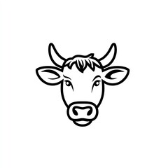 Fototapeta premium Minimalist Black Line Art Logo Design of an Adorable Cow Head