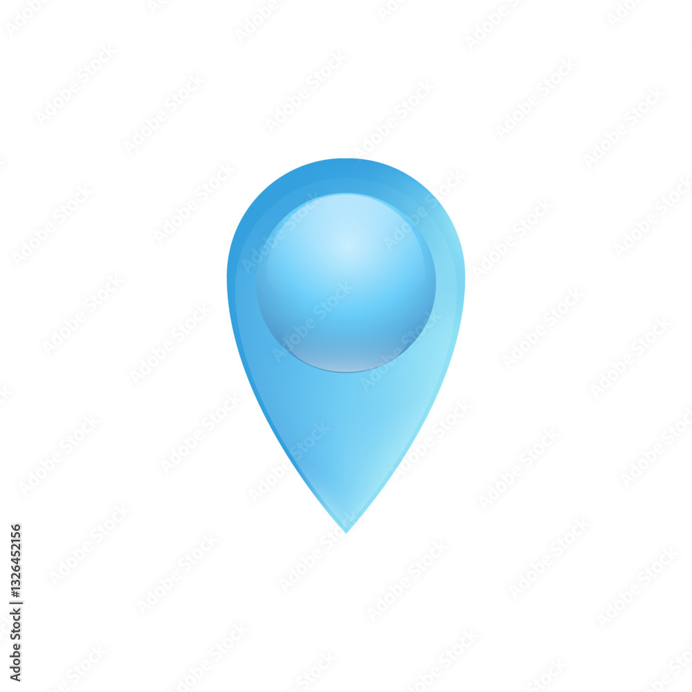 Poster blue location pin icon symbolizing navigation and map positioning in digital applications and design