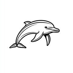 Naklejka premium Elegant Black Line Art Dolphin Logo Design, a Minimalist Aquatic Mammal Illustration
