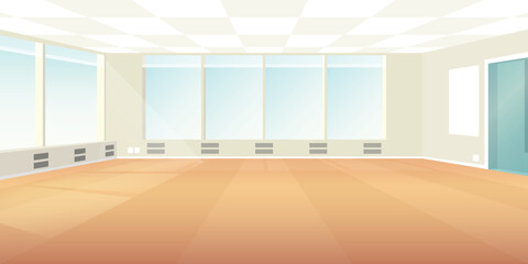 Vector modern loft office interior empty scene in flat style