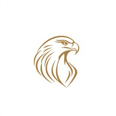 Fototapeta premium Majestic Golden Eagle Head Profile A Minimalist Line Art Logo Design, Elegant and Powerful Symbolism.
