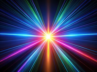 Black background illuminated by vibrant laser lines.