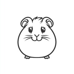 Adorable Guinea Pig Minimalist Line Art Logo Design-A charming, simplistic illustration of a happy guinea pig.