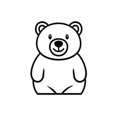 Fototapeta premium Adorable cartoon bear, minimalist black line art logo design. Simple, friendly, and perfect for kids products or branding.