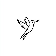 Fototapeta premium Elegant Hummingbird in Flight, a Minimalist Black Line Art Design. Simple yet Captivating, this logo is perfect for nature-inspired brands.
