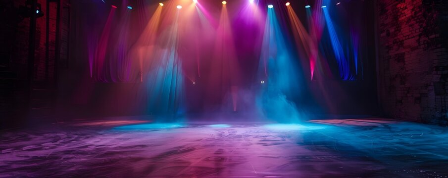 A stage with lights and a fog machine