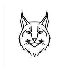 Obraz premium Eurasian Lynx Minimalist Line Art Logo Design A Striking Black and White Portrait