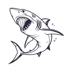 Shark Hand Drawn Style Vector Clipart Isolated Illustration on white background.