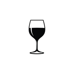 Vector Logo Wine Glass, Wine Glass Icon, Wine Glass Silhouette, Esport Vector Logo Wine Glass on White Background Side View, Wine Emblem, Minimalist Design