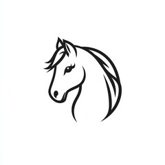 Elegant BlackLine Horse Head Logo Design, a Minimalist Masterpiece, Graceful and Simple, Perfect for Branding
