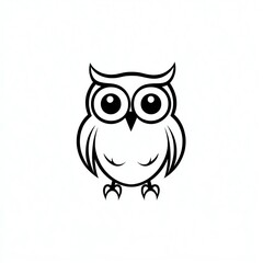 Fototapeta premium Adorable Owl Minimalist Black Line Art Logo Design, a captivating and cute illustration perfect for branding.
