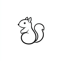 Adorable Squirrel Logo Design A Minimalist Black Line Art Illustration of a Cute Sitting Squirrel