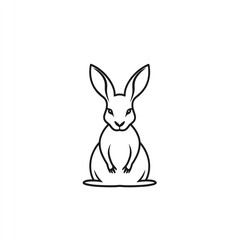 Obraz premium Elegant Minimalist Line Art Design of a Sitting Rabbit, showcasing simple yet captivating details.