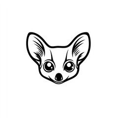 Obraz premium Adorable Sugar Glider Face, Minimalist Black Line Art Design. A captivating and cute animal portrait.
