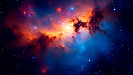 colorful starry orion nebula space background Outer Space. Galaxy and Nebula. Abstract space background. Endless universe with stars and galaxies in outer space. Cosmos art. Generative Ai