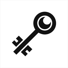 Black and White Key Symbol Silhouette Logo Design