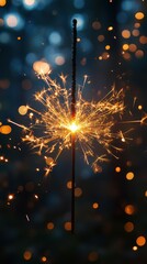 Obraz premium Sparkler illuminates the night with vibrant colors during a celebration in a forest