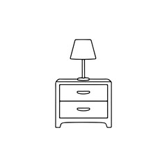 Bedside table Outline silhouette vector illustration on white background