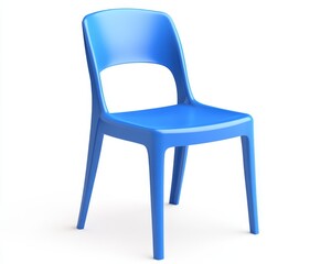 A Blue Plastic Chair with a Simple Design and Four Legs