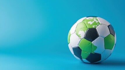 Fototapeta premium A soccer ball with a map of the world printed on it