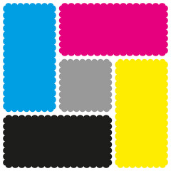 CMYK Scallop Bento Grid Box Layout
