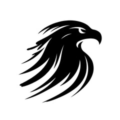 Fototapeta premium Vector black and white silhouette of an eagle's head profile, executed with minimalistic strokes