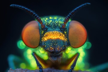 Soldier fly showing bioluminescence under uv light