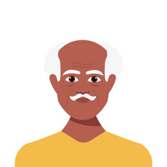 Senior man avatar. Smiling elderly man. Vector people character vector illustration