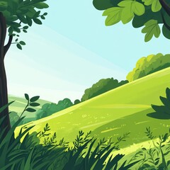 Obraz premium A Serene Landscape of Rolling Hills and Lush Greenery