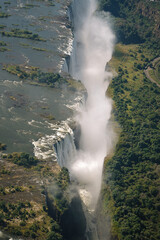 Aerial view of Victoria Falls  from a helicopter between Zimbabwe and Zambia, Africa