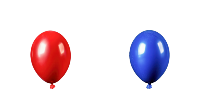 Two balloons, one red and one blue, are shown side by side