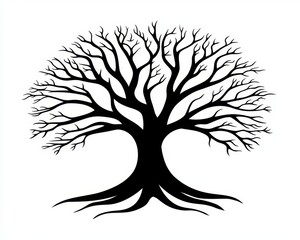 A Simple Black Silhouette of a Tree with Bare Branches