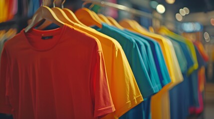 A rack of shirts with a variety of colors