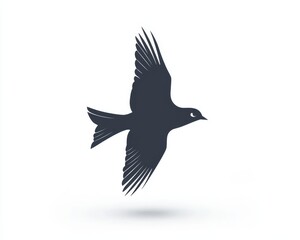 Obraz premium A Simple yet Elegant Black Silhouette of a Bird in Flight