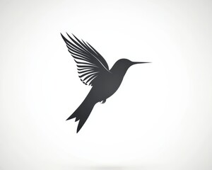 Obraz premium A Simple yet Elegant Hummingbird Silhouette in Black and White