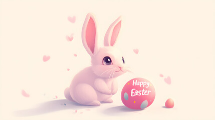 Fototapeta premium easter, bunny, rabbit, egg, holiday, toy, eggs, cute, spring, animal, hare, decoration, celebration, cartoon, colorful, object, tradition, color, basket, illustration, isolated, season