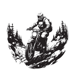 A horse's rider is a minimalist black silhouette sign. Vector illustration