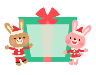 かわいいウサギのサンタクロース　クリスマス　メッセージカード