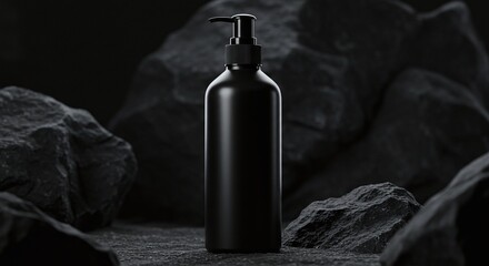 Black cosmetic bottle with rock theme