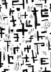 Obraz premium Abstract Black and White Geometric Pattern on White Background