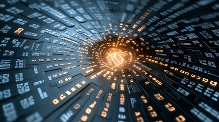 Tax accounting consultant navigating financial calculations with icons and calculators in a digital environment