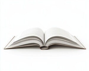 An Open Book with White Pages and Brown Edges on a White Background