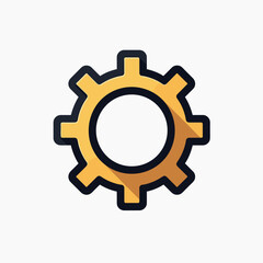 Settings gear icon in gold on a white background, representing configuration and tools