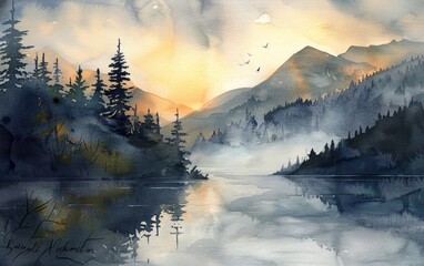 Beautiful Pacific Northwest Landscape With Cool Dark Colors And Lots Of Details