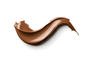 Realistic chocolate curl with smooth texture isolated on white backdrop