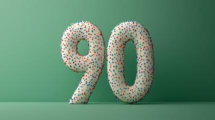 Colorful Sprinkled Number 90 for Celebratory Themes and Designs