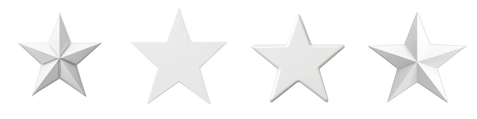 Obraz premium Set of elegant white star shaped decorative elements with dimensional geometric and minimalist design These stars can be used for various holiday and festive well as for patriotic