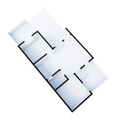 3D Shading Apartment Top View. Planning, Iso, Floorplan.