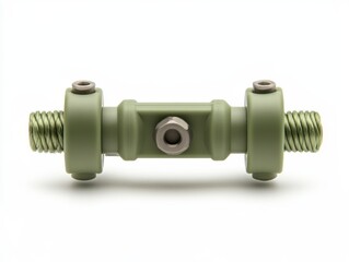 Olive green metal industrial component.